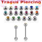 steel tragus barbell 1mm w a top 3mm bezel set jewel ball