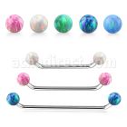 subbo5 316l steel surface barbell w two 5mm synthetic opal ball