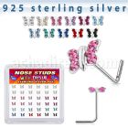 sxbutm36 silver nose studs 22g butterfly crystals 36