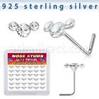 sxcuac36 silver nose studs 22g clear crystals curved 36