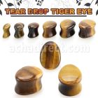 tgse tiger eye double flare saddle plug teardrop shape