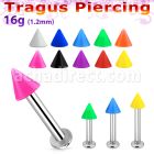 tlbsacn3 316l steel tragus labret 16g w a 3mm solid color cone 
