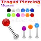 tlbvb4s 316l steel tragus labret 16g w a 4mm acrylic uv ball 