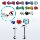 trgfrc steel tragus barbell w flat top part w multi crystals