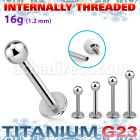 ulbb3in titanium g23 internally threaded labret 3mm ball
