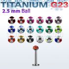 ulbca25 titanium g23 labret with two 2 5 mm multi jewel balls