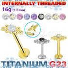 ulbin21 titanium labret six balls cluster bezel cz internal