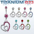 umcdhrc1 titanium g23 belly banana w heart in crystal heart 