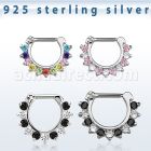 vsepcx16 925 silver septum clicker 1.2mm small mix color czs