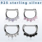 vsepq16 silver septum clicker 13g w 1 big cz 4 small cz