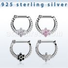 vsepr14 silver septum clicker 14g w a flower made from cz stone