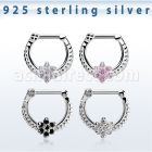 vsepr16 silver septum clicker 14g w a flower made from cz stone