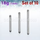 xbb18g pack of 316l steel barbell posts w threading 18g 1mm