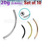 xbn20g set w 316l steel eyebrow banana posts w 0.8mm threading