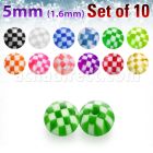 xckbal5 pack of 10 pcs of 5mm acrylic checkered balls