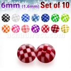 xckbal6 pack of 10 pcs of 6mm acrylic checkered balls