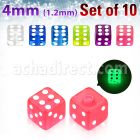xgldi4s set of 10 pcs of 4mm glow in the dark acrylic dices