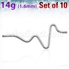 xine14g pack of 316l steel industrial heartbeat barbell