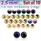 xjbt25s anodized 2.5mm steel balls w bezel set crystal