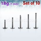 xlb18g set of 316l steel labret posts with 18g 1mm