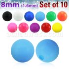 xsab8 set of 10 pcs of 8mm acrylic ball in solid colors