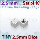 xsdi25 pack of 2 5mm 316l steel dices threading 16g 1 2mm
