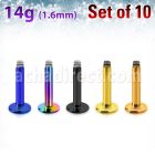 xtlb14g pack of 10 pcs of anodized 316l steel posts for labret