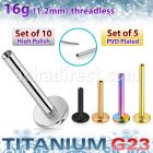 xulbnob16g titanium threadless labret post 16g 4mm 10pcs