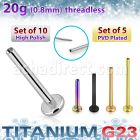xulbnos20g titanium g23 threadless labret post 20g 10pcs