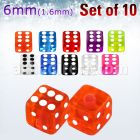 xuvdi6 set of 6mm acrylic uv dices with 14g 1 6mm threading