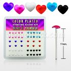 yxphr box of silver bend it nose studs with color heart top