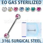 zbbnp2c sterilized steel nipple barbell 14g jewel balls
