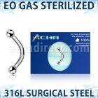 zbneb25 sterilized 316l steel banana 16g two 25mm balls