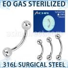 zbneb sterilized 316l steel eyebrow banana with two 3mm balls
