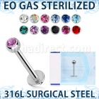 zlbc3 sterilized 316l steel labret with 3mm bezel jewel ball