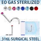 znscb sterilized 316l steel nose screw round color crystal