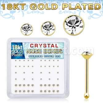 18bbxmc2 18k gold plated silver nose bones clear