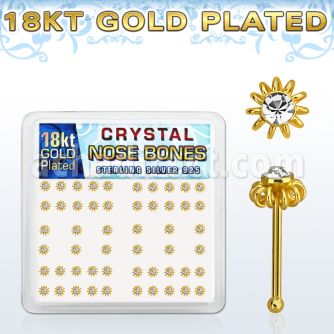 18nbfwxc box w 52 gold plated silver nose bones w wire flower top