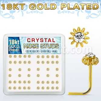 18nsfwxc box w 52 gold plated silver nose studs w wire flower top