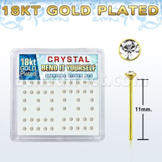 18nybxc silver nose stud w 1 5mm crystal 18k gold plating