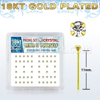 18nypxc silver nose stud w 1 5mm crystal 18k gold plating