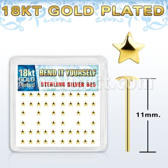 18yxvsar box w gold plated silver bend it nose studs w star top