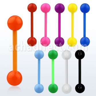 abbsa flexible acrylic tongue barbell with 6mm colored balls