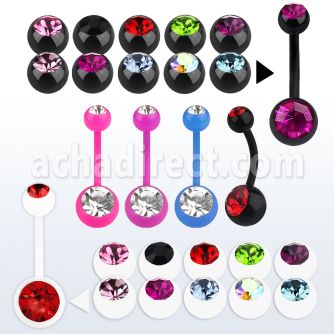 abn2cg acrylic belly banana with 8mm 5mm jewel ball
