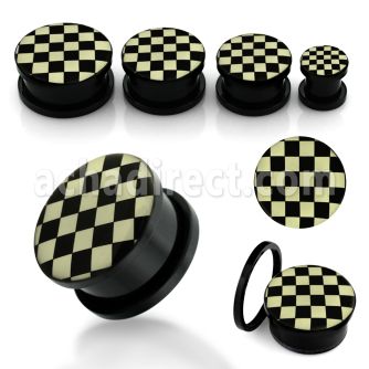 afpk black acrylic screw fit plug with b w checkered logo