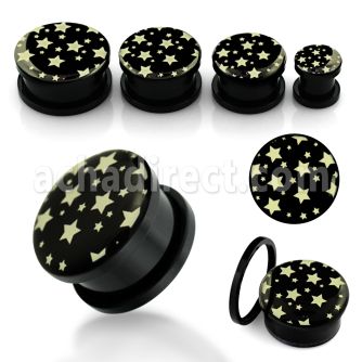afpmm acrylic screwfit plug with white stars on black logo