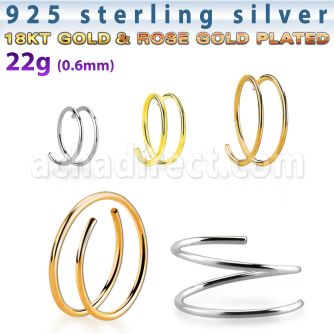 agspr22 sterling silver spiral nose ring, 22g (0.6mm)
