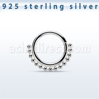 agspv16 silver seamless septum ring 16g small beads