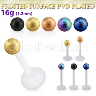 albfot3 bio  flex labret w 3mm plated frosted steel ball