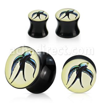 apgcc acrylic double flared plug with right facing dove logo